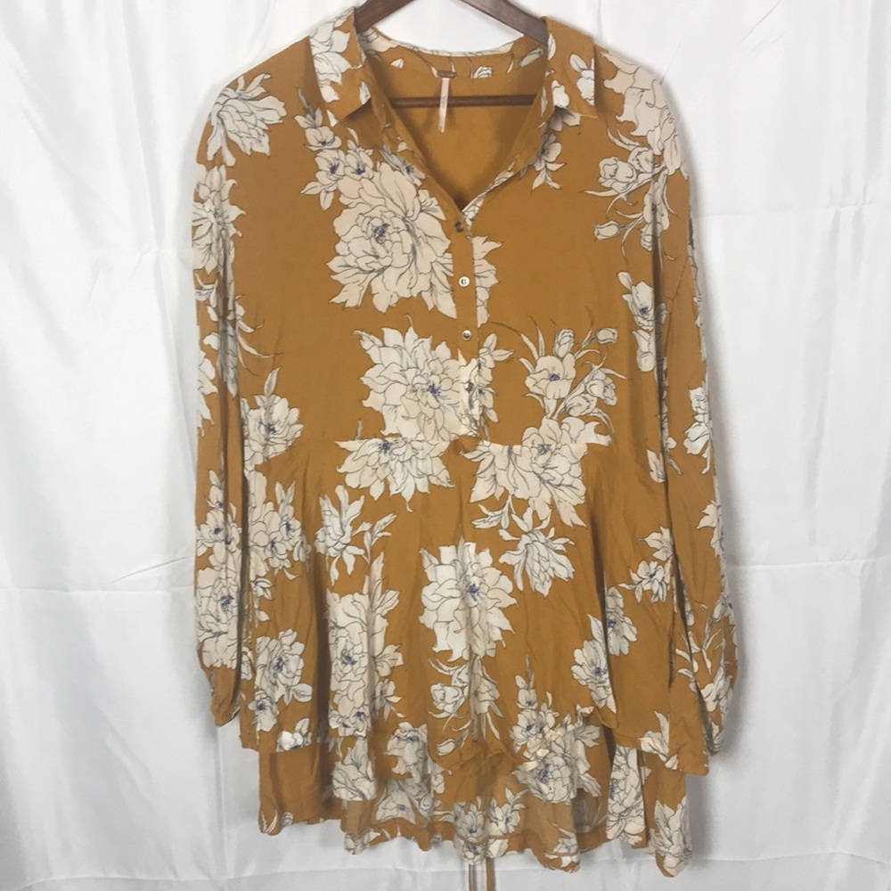 Free People yellow floral tunic size Medium